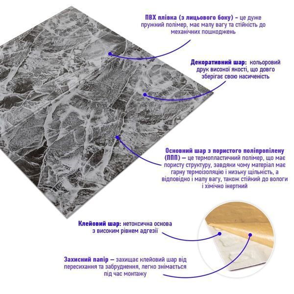 Декоративная 3D панель самоклейка 700x700x4мм Мраморная плитка (192) SW-00000529 SW-00000529 фото