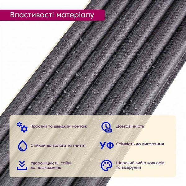 Рейка декоративная WPC круглая стеновая 3000х152х15мм Графит SW-00001873 SW-00001873 фото