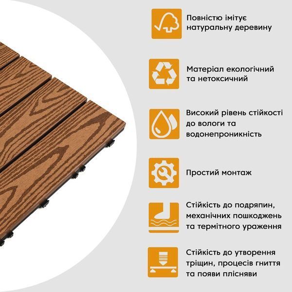 Композитная плитка WPC 30х30х2см Золотой дуб (D) SW-00001706