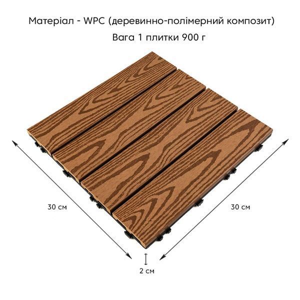 Композитная плитка WPC 30х30х2см Золотой дуб (D) SW-00001706