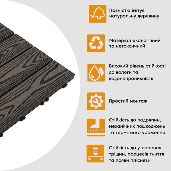 Композитная плитка WPC 30х30х2см Антрацит (D) SW-00001708 SW-00001708 фото