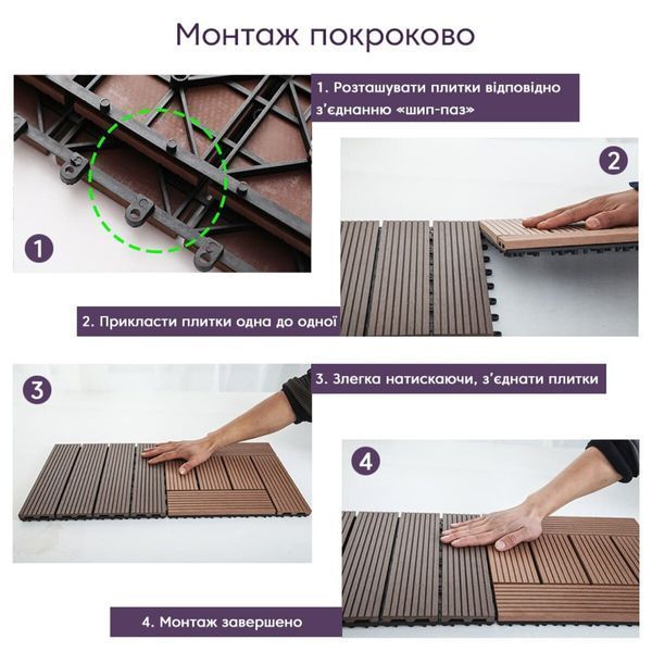 Композитная плитка WPC 30х30х2см Венге (D) SW-00001709 SW-00001709 фото