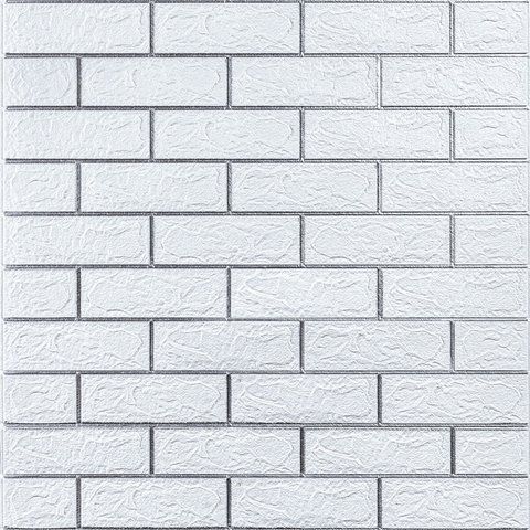 Самоклеющаяся 3D панель 700х770х3мм Белый кирпич полоска серебро (100-3) SW-00000752 SW-00000752 фото