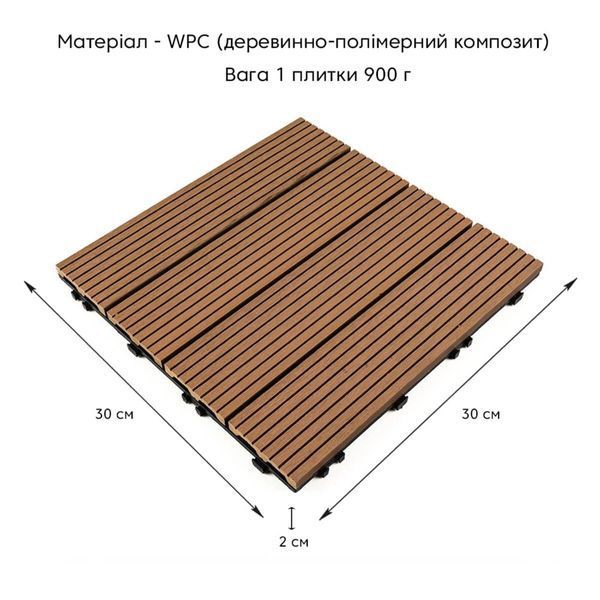 Композитная плитка WPC 30х30х2см Натуральное дерево (D) SW-00001711
